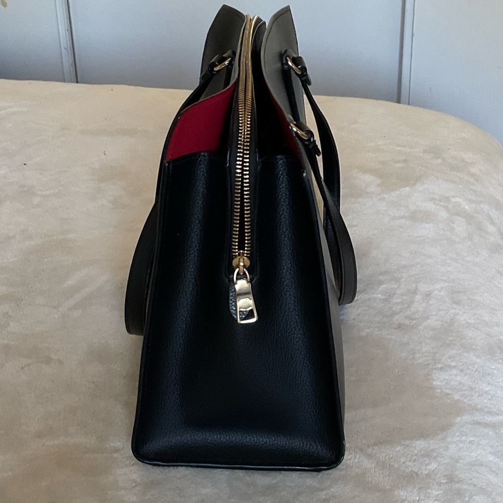 Coach Black Leather Tote with Gold Accents - Picture 2 of 8